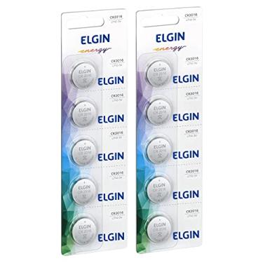Imagem de 10 Baterias Pilhas Elgin CR2016 2 Cartelas C/ 5 Unidades