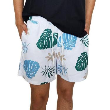 Imagem de Shorts Hering Masculino Praia Estampado Com Elástico - P - Branco-Masculino