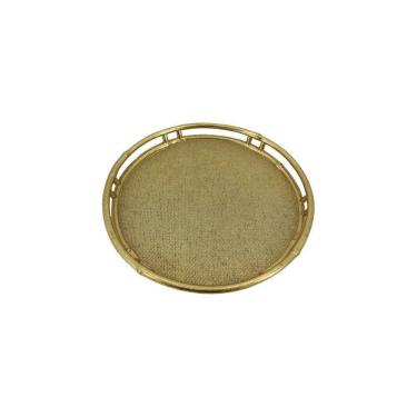 Imagem de Bandeja Decorativa Redonda de Resina Dourado 24cm CD0223 BTC