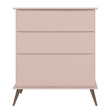Imagem de Cômoda Infantil Melissa Retrô 3 Gavetas 100% MDF Cor Rosé - Phoenix Baby