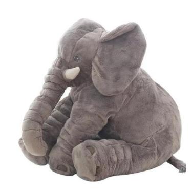 Imagem de Almofada Travesseiro Elefante De Pelúcia Para Bebê Dormir Cinza 45cm -