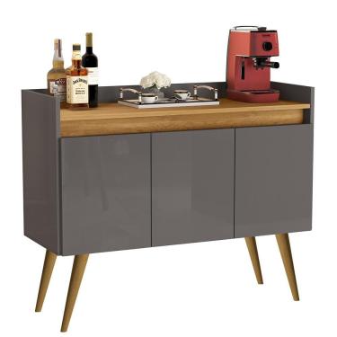 Imagem de Aparador Buffet Sala Gold 3 Portas com Pés de Madeira Maciça