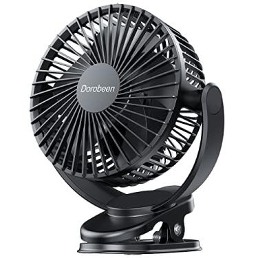 Imagem de Dorobeen Ventilador portátil com clipe, ventilador alimentado por bateria de 5000 mAh, mini ventilador de mesa recarregável silencioso de 3 velocidades, ventilador de resfriamento pessoal com rotação de 360° para carrinho de bebê, acampamento e carrinho de golfe (motor BLDC)