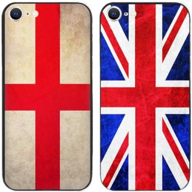 Imagem de 2 peças retrô bandeira do Reino Unido impressa TPU gel silicone capa traseira para Apple iPhone todas as séries (iPhone 7 / iPhone 8)