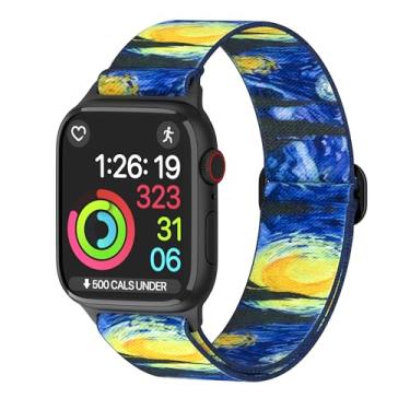 Imagem de Pulseiras de nylon unissex para Apple Watch 1/2/3/4/5/6/7/8/9/SE/Ultra 2 para 38 mm/40 mm/41 mm/42 mm/44 mm/45 mm/49 mm - Pacote com variedade de 1-8 (pacote F - tamanho 49 mm)