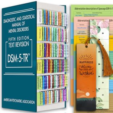 Imagem de Guias de índice para DSM-5-TR 2022, guias DSM-V-TR laminadas e codificadas por cores para o manual de diagnóstico e estatística de transtornos mentais, resistentes a rasgos e à prova d'água
