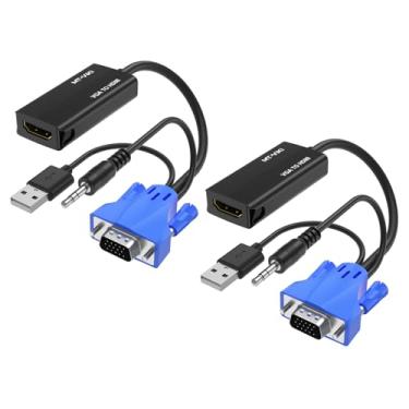 Imagem de MT-VIKI Adaptador VGA para HDMI, conversor 1080p com áudio + alimentação USB de computador/laptop VGA para TV/monitor HDMI, macho para fêmea (pacote com 2)