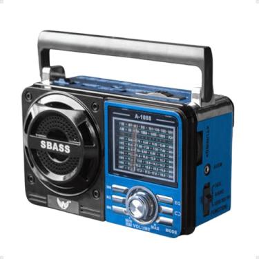 Imagem de Radio Am Fm Retro De Pilha Vintage Portatil Recarregavel Tomada Bivolt (Azul)