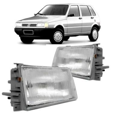 Imagem de Par Farol Fiat Uno 91/03 Lente de Vidro Esquerdo E Direito