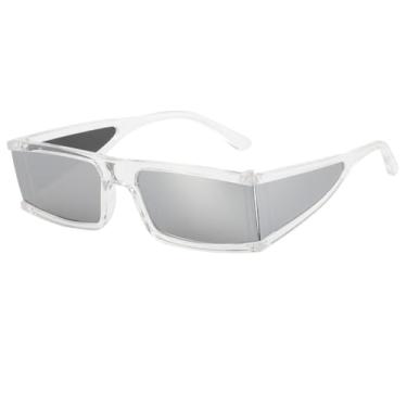 Imagem de VFDHN Vintage multi óculos lente óculos de sol feminino hip hop retângulo óculos de sol feminino colorido quadrado óculos, 4,um tamanho