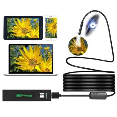 Imagem de Câmera de inspeção MASO IP67 à prova d'água sem fio HD 1200p endoscópio câmera com um pequeno gancho, caixa de sucção Wi-Fi, 8 luzes LED, comprimento do cabo 2 m, compatível com sistema iOS/Android/Windows/Mac
