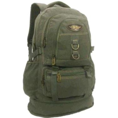 Imagem de mochila de lona 60L kvn reforçada fundo expansivo, Verde