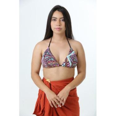 Imagem de Cortininha Estampado Abstrato Alça Preta - Mariazinha da Praia, GG