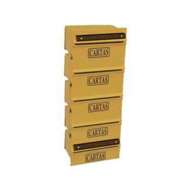 Imagem de Caixa Correio Condomínio Detrás Para Grade Amarela 5 Módulos - Ouro Mi