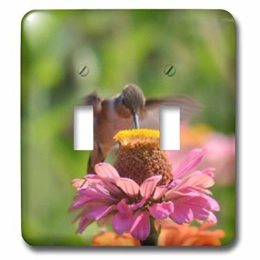 Imagem de 3dRose LLC lsp_63601_2 Beija-flor - Zinnia Flower - Interruptor de botão duplo para fotografia