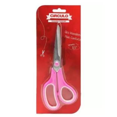 Imagem de Tesoura Comfort Circulo 8,5 Polegadas 21,5 cm Rosa - JOLITEX