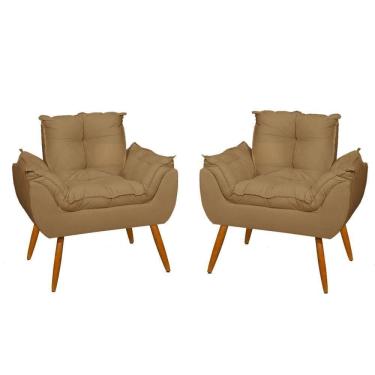 Imagem de Kit 2 Poltronas Cadeiras Reforçadas Confortáveis – Jl Decor Cor:capuccino