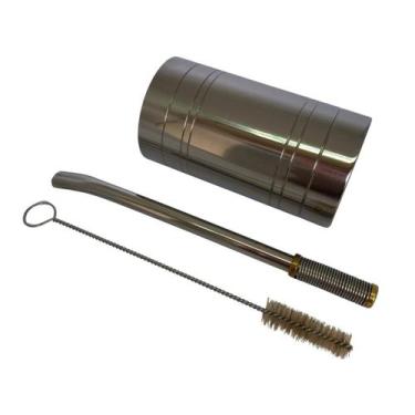 Imagem de Kit tereré cuia copo redondo recartilhado 300ml + bomba de mola desmon