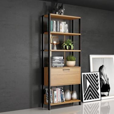 Imagem de Estante Industrial com Porta Basculante 73x185cm MDF Freijó - Pradel M