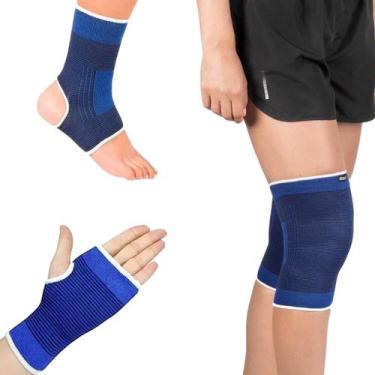 Imagem de Kit Joelheira Tornozeleira e Munhequeira Ortopédica Protetor Muscular 