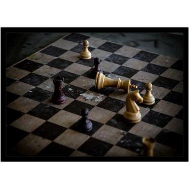 Imagem de Quadro Decorativo Xadrez Tabuleiro Jogos Com Moldura RC050 - Vital Pri
