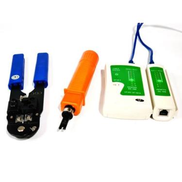 Imagem de Kit Alicate Punchdown + Alicate De Crimpar Rj45 210c + Testador de Cab