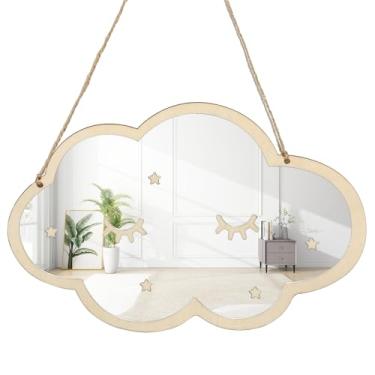 Imagem de Dvehdbay Espelho acrílico para berçário - espelho infantil de madeira, espelho fofo, adesivos de parede de espelho de acrílico, espelho inquebrável não vidro, arte de parede de espelho suspenso,