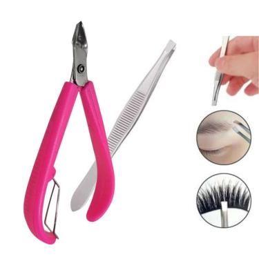 Imagem de Kit Alicate Cutícula Profissional+Pinça Sobrancelha Aço Inox