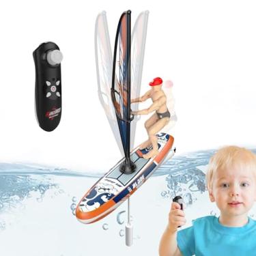 Imagem de RC Boat, barcos de controle remoto de brinquedos para água | Brinquedos de praia para crianças de 8 a 12 anos - Com luzes LED, 2,4 GHz navegando para aventuras ao ar livre, pesca por lago divertido no