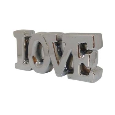 Imagem de Palavra Decorativa De Cerâmica Love Prateada Lyor R.4535