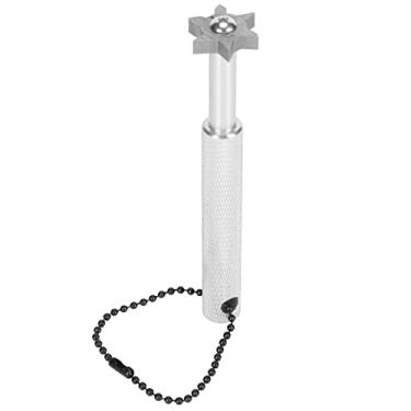 Imagem de Ferramenta de apontador de golfe qanyegn, apontador de grooving de clube de golfe, apontador de ranhura com 6 cabeças e cauda pendurada na corda para limpar slot para haste (Silver)