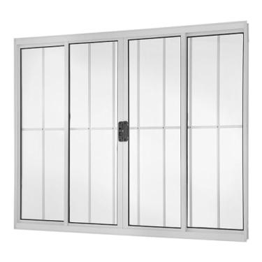 Imagem de Janela 4 folhas 1,00x1,50 com grade no alumínio branco