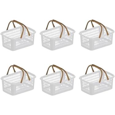 Imagem de 6 Cestas De Mercado Cestinhas Para Supermercado E Compras 9 L Branco
