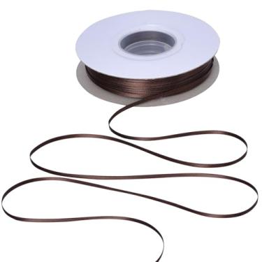 Imagem de YAMA Fita de cetim marrom dupla face 1/20.3 cm 100 jardas fita de cetim marrom para embrulho de presente, laços de cabelo, decoração de festa de casamento