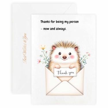 Imagem de MAGJUCHE Cartão de agradecimento para noiva – Selo e envelope de cera elegante, papel 300 g/m², impressão vívida de 600 DPI, 12 x 17 cm, design de ouriço