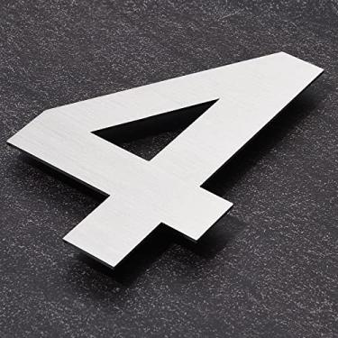 Imagem de Cobata Números de casa modernos - Números de endereço residencial 304 de aço inoxidável 304 de altura à prova de ferrugem/aparência flutuante/fácil de instalar/prata/número 4