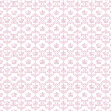 Imagem de Papel De Parede Branco E Coroas Rosa Infantil Quarto Bebê