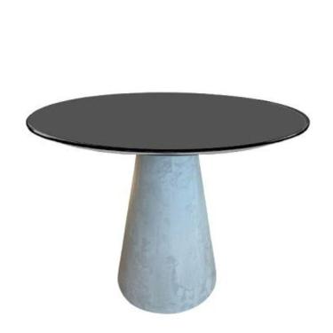 Imagem de Mesa De Jantar Cone Cimento Queimado 120 Cm Tampo Laqueado Preto
