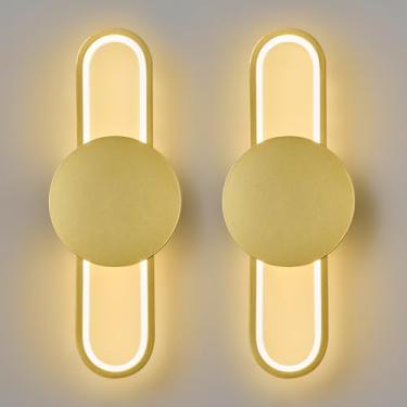Imagem de BNHHLZ Conjunto De Arandelas Parede Led Com Duas Lâmpadas Modernas Para Banheiro, 18 W, Douradas, Sala Estar, Quarto, Corredor, Escadas