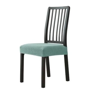 Imagem de Almofada de jacquard de elastano para sala de jantar, capa de assento de cadeira sólida sem encosto, protetor de móveis, verde, 1 peça