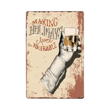 Imagem de Placas De Lata De Parede Vintage Rum Whisky Rhum 20x30cm Arte Retrô Pu