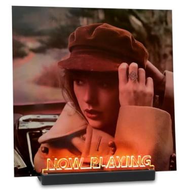 Imagem de KAZAKA Suporte de disco de vinil que toca agora, tela de disco de vinil iluminada, suporte para álbuns (luz branca quente)