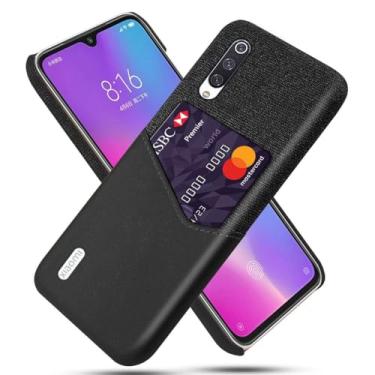 Imagem de Capa para Xiaomi Mi 9 Lite,Tela e tampa de couro PU,Antideslizante,360°cobertura completa à prova de choque com 1 slot de cartão atrás,Prevenção de queda-Black