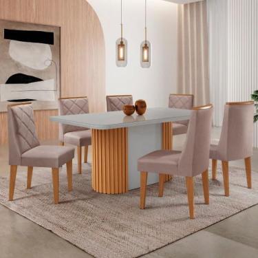 Imagem de Mesa de Jantar Aspen 180cm Tampo MDF Vidro com 6 Cadeiras Isadora Mode