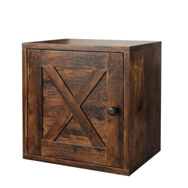 Imagem de FuSunBao Organizador de armazenamento mágico faça você mesmo cubos empilháveis para livros de casa e brinquedo, sistema modular de armazenamento em cubo, cubano de escritório, armário de estante de vinho (marrom antigo, cubo de porta)