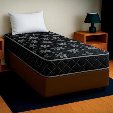 Imagem de Cama Box Solteiro Marrom + Colchão Paris D33 PoliConfort