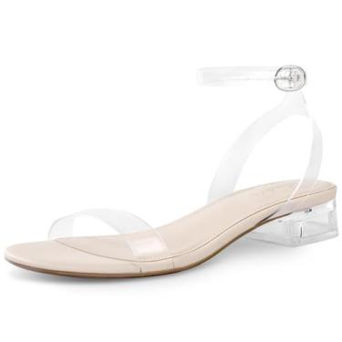 Imagem de Ankis Sandálias femininas pretas nude brancas vermelhas confortáveis para caminhada com tiras abertas sandálias femininas elegantes verão 2,5 cm salto baixo plano ajustável tira no tornozelo sapatos