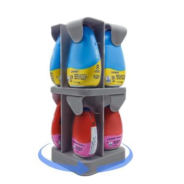 Imagem de Organizador para potenciador de água líquida Mio - Suporte giratório de 2 camadas para 8 potenciadores de água líquida (serve para 92 g e 47 g), armazenamento ABS empilhável, dispensador de bancada