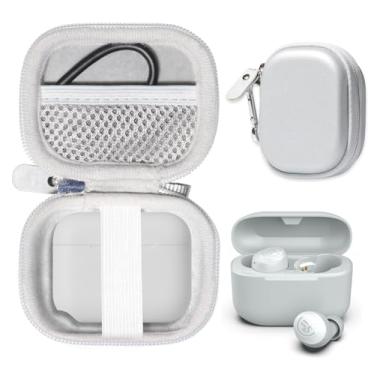 Imagem de CaseSack Capa para JLab Go Pop+, Go Air Pop, Air, Air Tones+/Tones, JBuds Mini True Wireless Earbuds, organizador compacto para o carregador e cabo de carregador (branca)