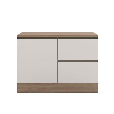 Imagem de Balcão de Pia Deslocada 1 Portas 3 Gavetas (Com Tampo) 120cm Etna Carvalho Oak Off White - SSX Multicoisas